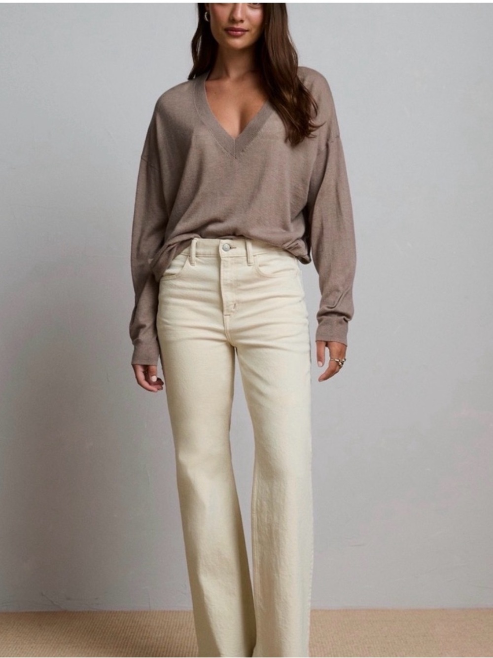 American Eagle Outfitters AE77 Premium Vintage Flare Jeans in Cream